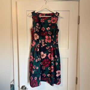 Vince Camuto Teal & Pink Floral Midi Dress
